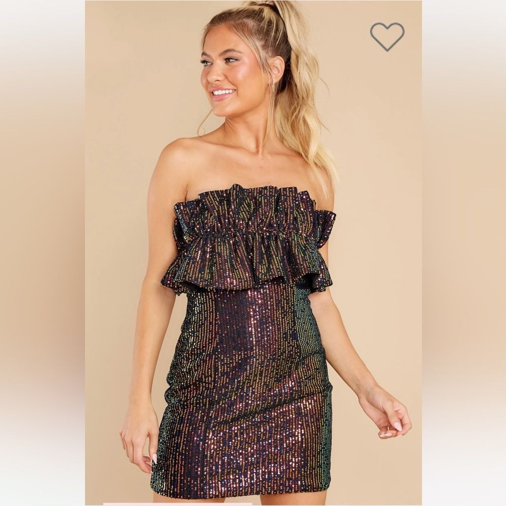 Red Dress Boutique Do+Be Own Your Moment Multicolor Sequin Mini Dress Black M J